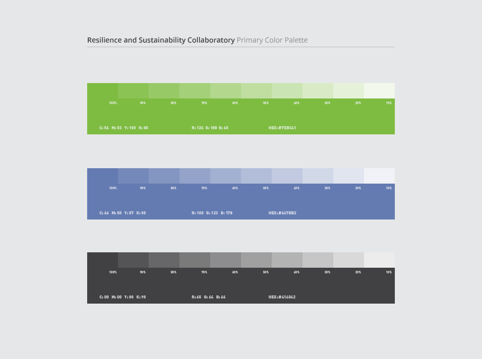 Resilience and Sustainability Collaboratory Identity Color Palette