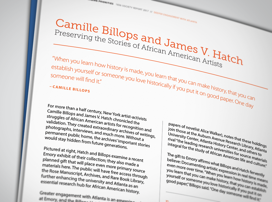 1836 Society Annual Report Design Feature